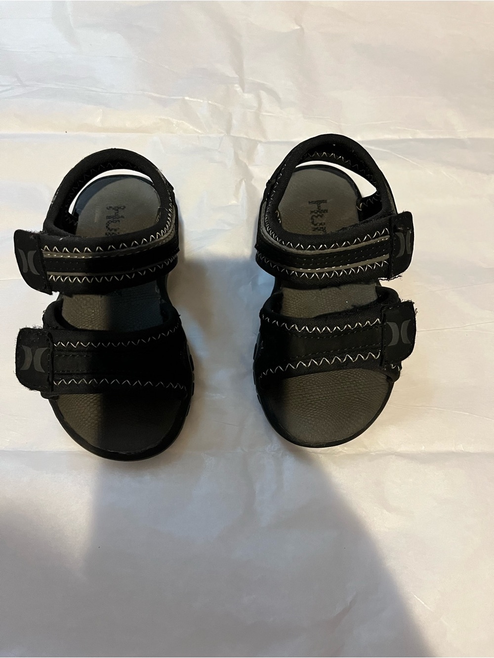 Hurley Boys Black Double-Strap Velcro Sandals